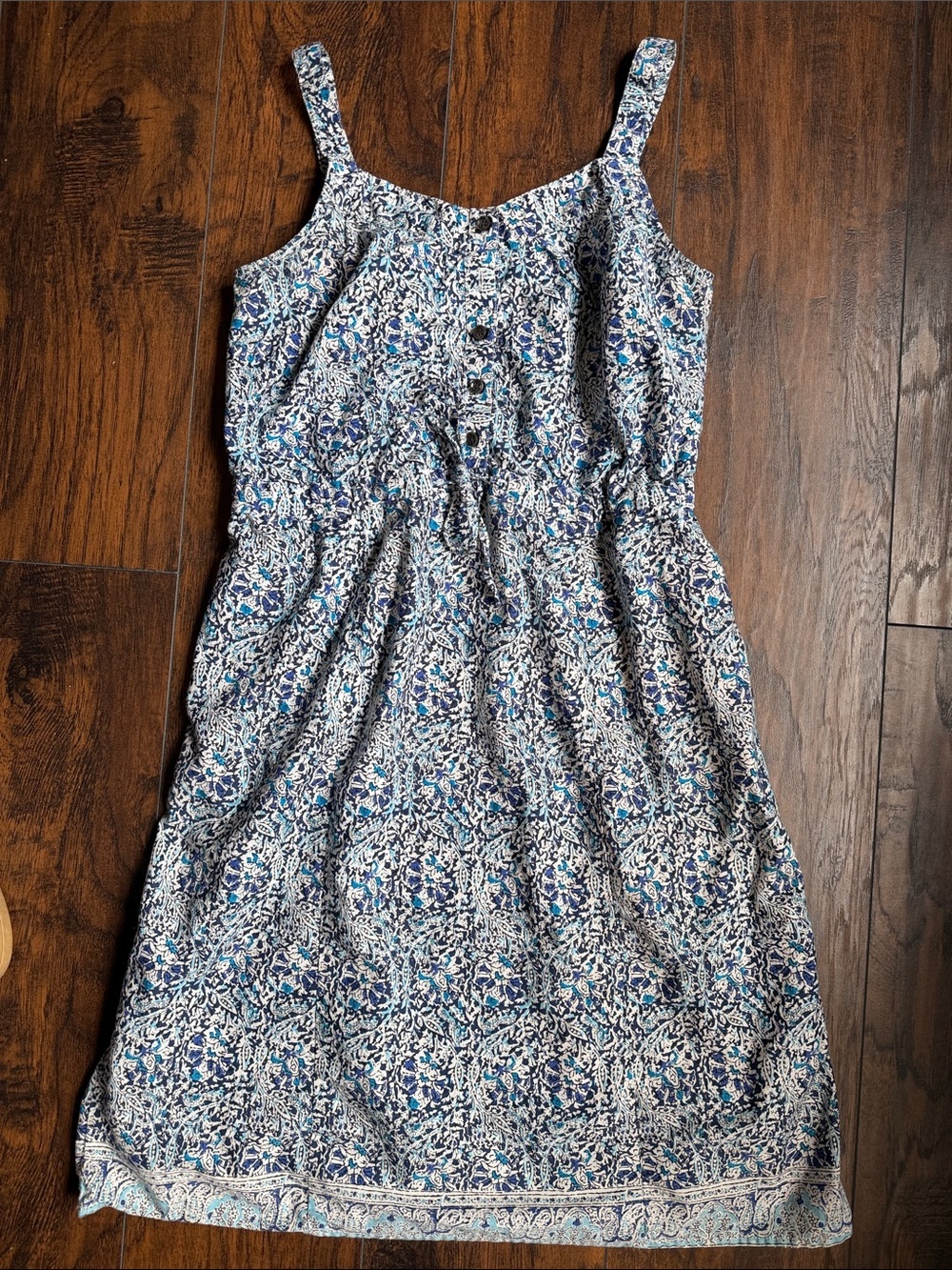 Bass Blue and White Floral Cotton Sundress six 6 (R19)